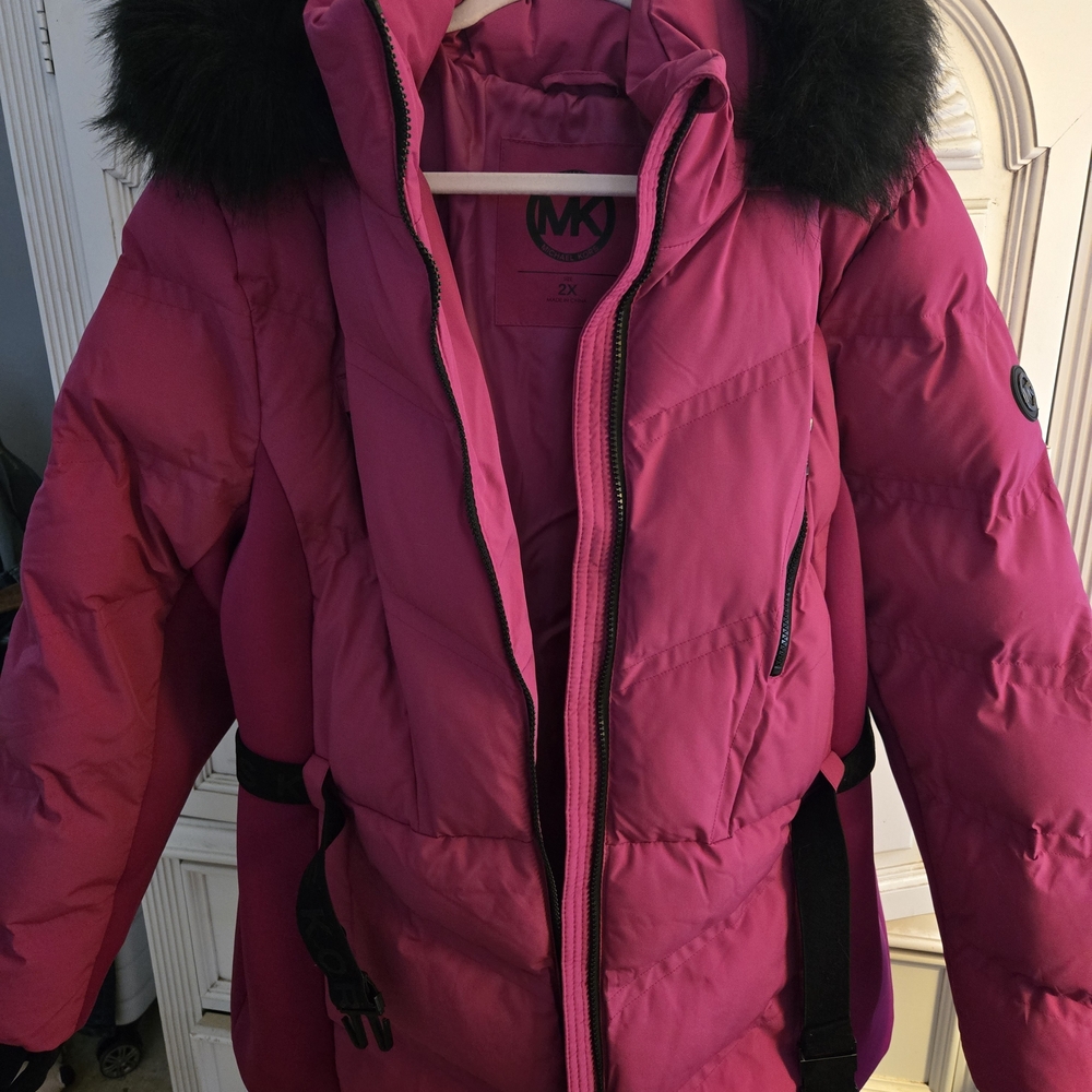 Michael Kors Adult Pink Puffer Jacket with  Hood